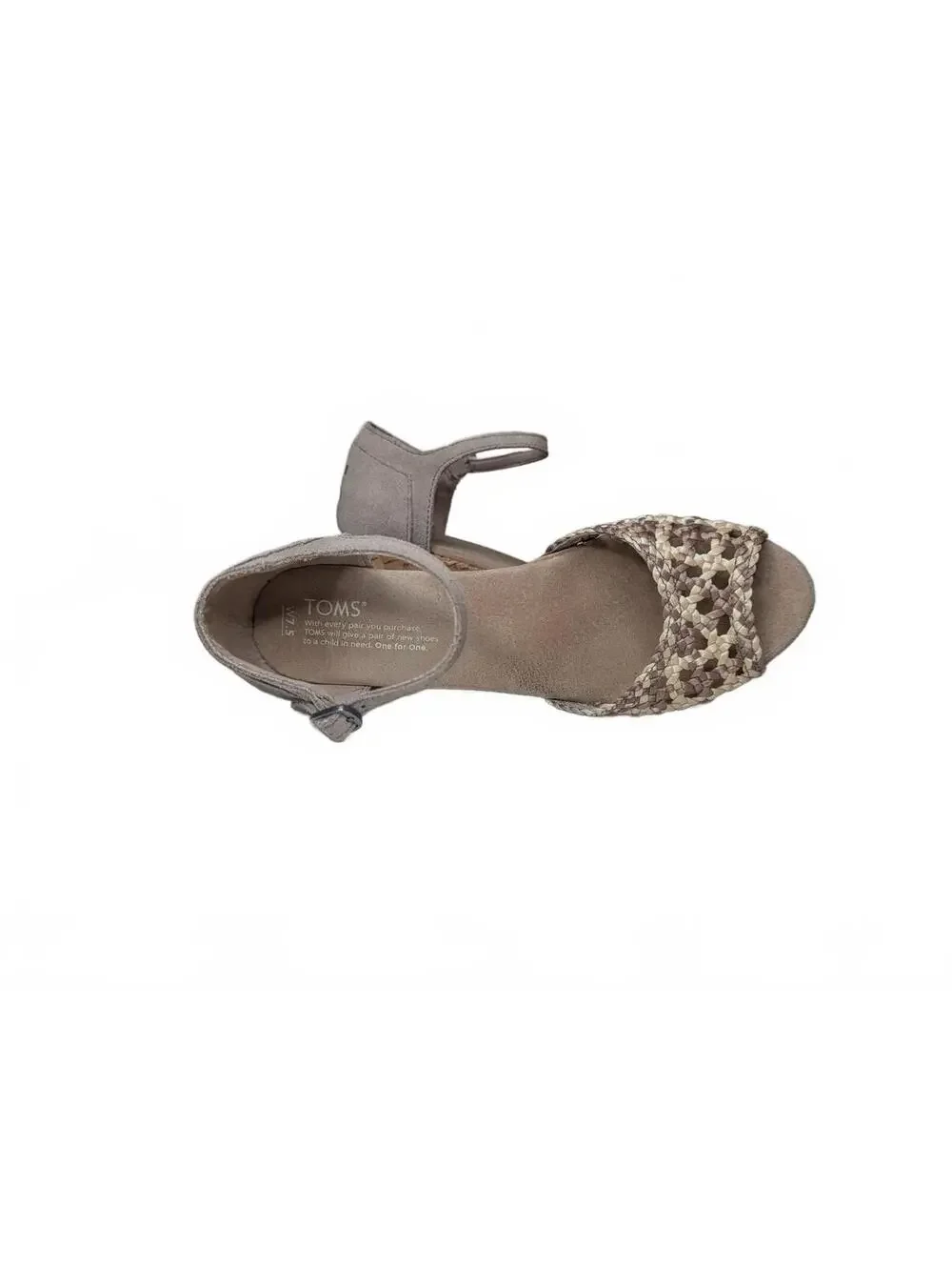 TOMS Beige Brown Leopard Print Woven Peep Toe Wedge Sandals‎ 7.5